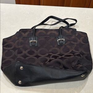 Coach Black and Dark Brown Signature Tote